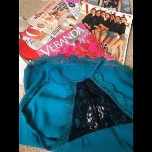 Sheer lace trimmed blouse